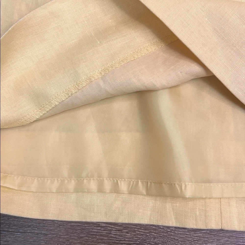 Taylor Yellow Linen Dress Sleeveless Ruffle Trim Shift Fit & Flare Size 6 - Picture 5 of 13